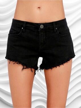 Blank NYC Black Frayed Cutoff Denim Shorts